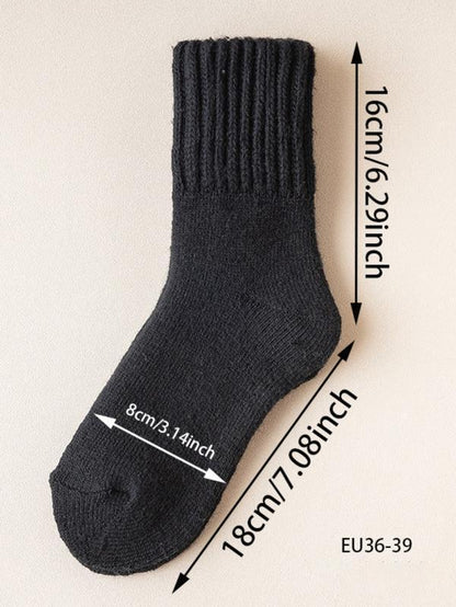 5-Pair Women'S Mid-Calf Socks, Warm & Comfy, Casual Must-Have for Fall Winter Daily Wear
