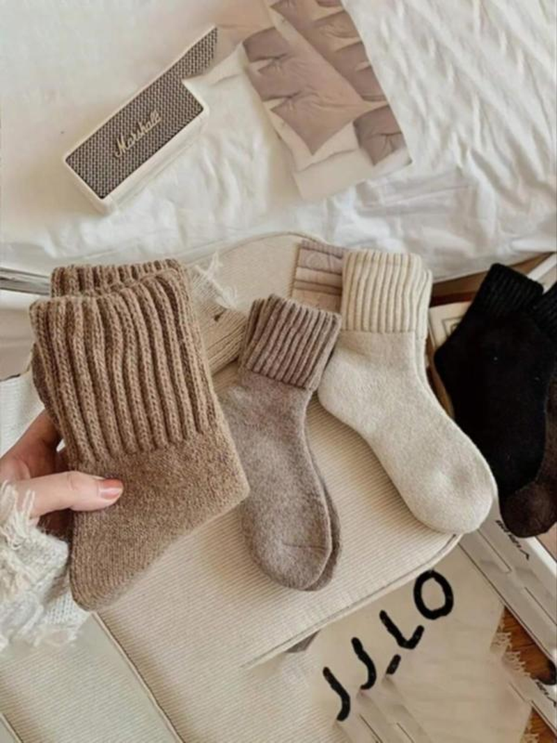 5-Pair Women'S Mid-Calf Socks, Warm & Comfy, Casual Must-Have for Fall Winter Daily Wear